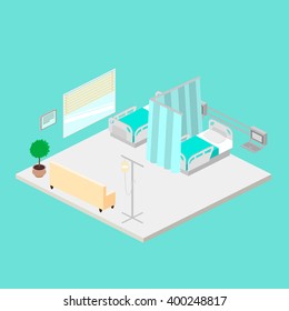 Hospital ward isometric vector 