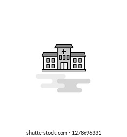 Hospital Web Icon. Flat Line Filled Gray Icon Vector
