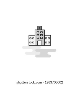 Hospital Web Icon. Flat Line Filled Gray Icon Vector