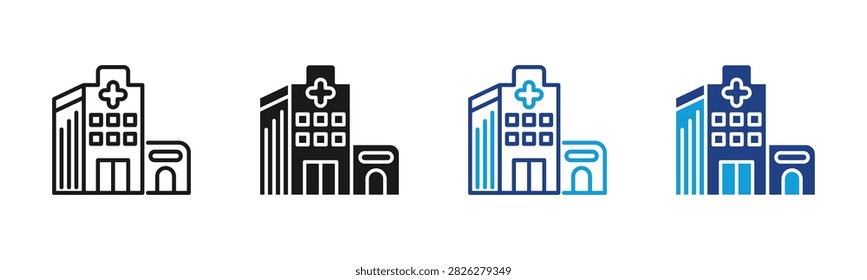 Hospital Web icon with multiple style collection