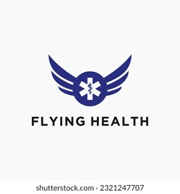 hospital with wings logo design vector silhouette illustration