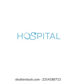 Hospital wordmark logo - Stethoscope replaces OS letter.