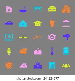 Hospitality business color icons on gray background, stock vector