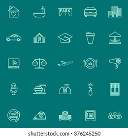 Hospitality business green line icons, stock vector