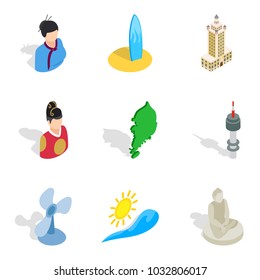Hospitality icons set. Isometric set of 9 hospitality vector icons for web isolated on white background
