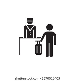 Hospitality industry icon black and white vector outline sign