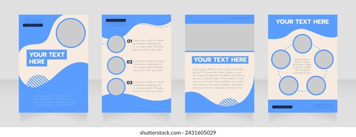 Hospitality industry info blank brochure layout design. Vertical poster template set with empty copy space for text. Premade corporate reports collection. Editable flyer paper pages