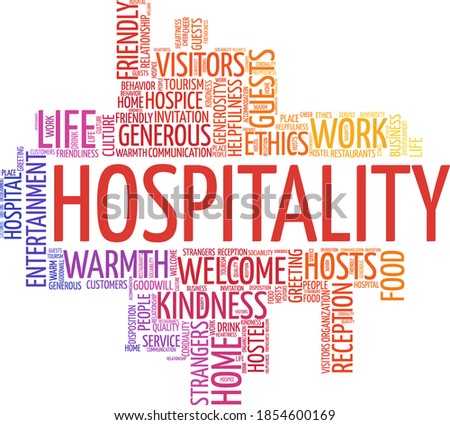 Hospitality vector illustration word cloud isolated on a white background.