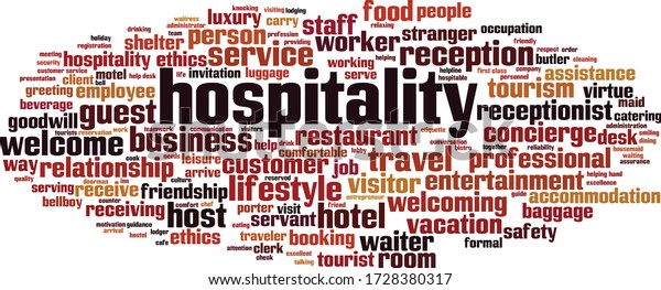 Hospitality Word Cloud Concept Collage Made Stock Vector Royalty Free 1728380317