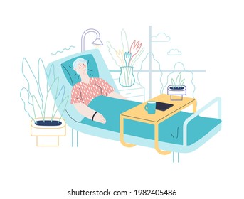 Hospitalization and accomodation - medical insurance illustration. Modern flat vector