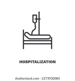 hospitalization icon. Thin line hospitalization icon from Insurance and Coverage collection. Outline vector isolated on white background. Editable hospitalization symbol can be used web and mobile