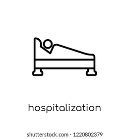Hospitalization icon. Trendy modern flat linear vector Hospitalization icon on white background from thin line Insurance collection, editable outline stroke vector illustration