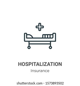 Hospitalization outline vector icon. Thin line black hospitalization icon, flat vector simple element illustration from editable insurance concept isolated on white background