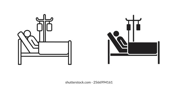 Hospitalized icons in outline and fill. vector illustration for ui.