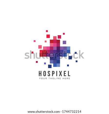 hospixel logo, creative cross health vector