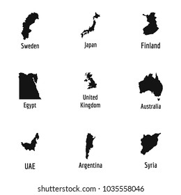 Host country icons set. Simple set of 9 host country vector icons for web isolated on white background