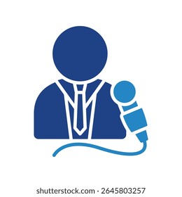 Hospedar duplo Tom azul cor mini ícone ilustração, uso para jornalista, radiodifusão, notícias e mídia UI, UX kit, aplicativo e desenvolvimento web, digital ou impressão.