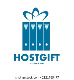 Host gift vector logo template. This design use host and gift symbol. Suitable for business, technology and education