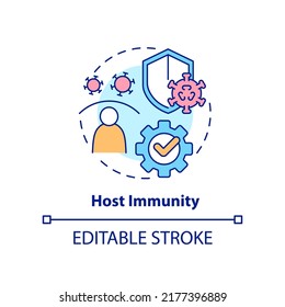 Host immunity concept icon. Pandemic preparedness preclinical research abstract idea thin line illustration. Isolated outline drawing. Editable stroke. Arial, Myriad Pro-Bold fonts used