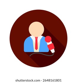 Host mini illustration rounded flat color icon, use for journalist, broadcasting, news and media UI, UX kit, app and web development, digital or print.