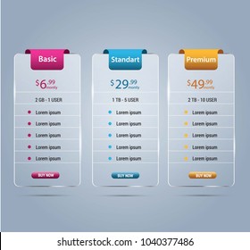 Host pricing for plan website banner. Customer buy package used.Vector illustration