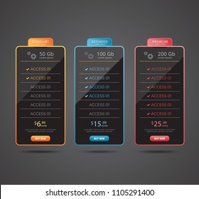 Host pricing for plan website banner. Customer buy package used.Vector illustration