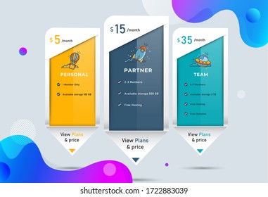 Host-Preise für Paket-Website-Banner. Verwendetes Kundenkaufpaket.Vektorgrafik