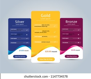 Host Pricing Table for plan website banner. Customer buy package used.Vector illustration