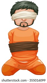 Hostage being captured and blindfolded illustration