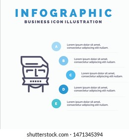 Hostage, Mouth, Opponent, Shut, Terrorism Line icon with 5 steps presentation infographics Background. Vector Icon Template background