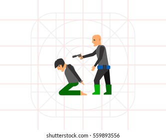 Hostage and Terrorist with Gun Icon