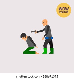 Hostage and Terrorist with Gun Icon