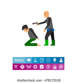 Hostage and Terrorist with Gun Icon