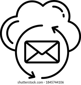 Hosted Email Concept, Cloud Server Messaging Vector Icon Design, Cloud computing and Web hosting services Symbol on White background