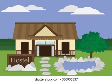 hostel in asian style vector