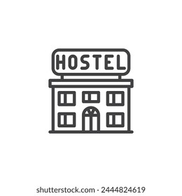 Hostel building line icon. linear style sign for mobile concept and web design. Hostel outline vector icon. Budget accommodation symbol, logo illustration. Vector graphics