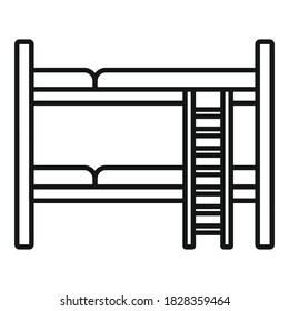 Hostel bunk bed icon. Outline hostel bunk bed vector icon for web design isolated on white background