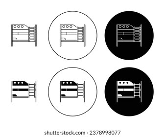 Hostel bunk bed vector icon set in black for Ui designs.