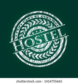 Hostel chalkboard emblem. Vector Illustration. Detailed.