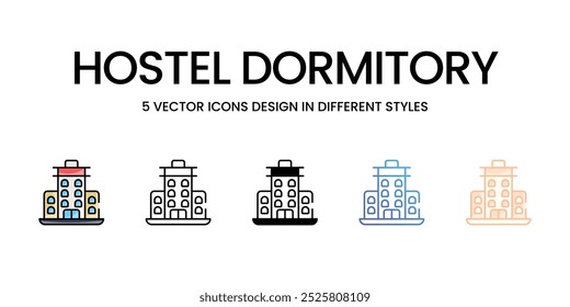 Hostel Dormitory vector icons set stock illustration