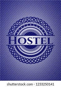 Hostel emblem with denim texture