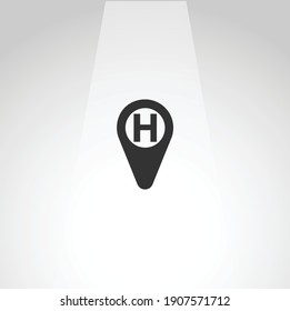 hostel geolocation vector icon, hotel geolocation simple isolated icon