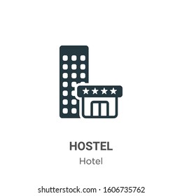 Hostel glyph icon vector on white background. Flat vector hostel icon symbol sign from modern hotel collection for mobile concept and web apps design.