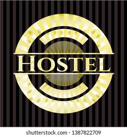 Hostel gold shiny badge. Vector Illustration. Detailed.