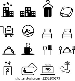 Herberge und Hotel-Icon Set Vektorgrafik auf weißem Hintergrund.EPS