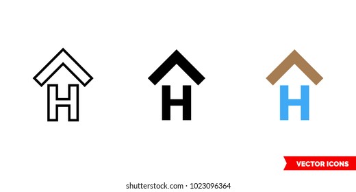 
Hostel icon of 3 types: color, black and white, outline. Isolated vector sign symbol.