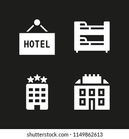 hostel icon. 4 hostel set with hotel vector icons for web and mobile app