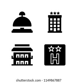 hostel icon. 4 hostel set with hotel vector icons for web and mobile app