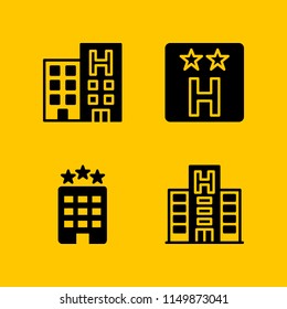 hostel icon. 4 hostel set with hotel vector icons for web and mobile app