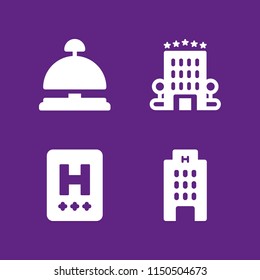 hostel icon. 4 hostel set with hotel vector icons for web and mobile app